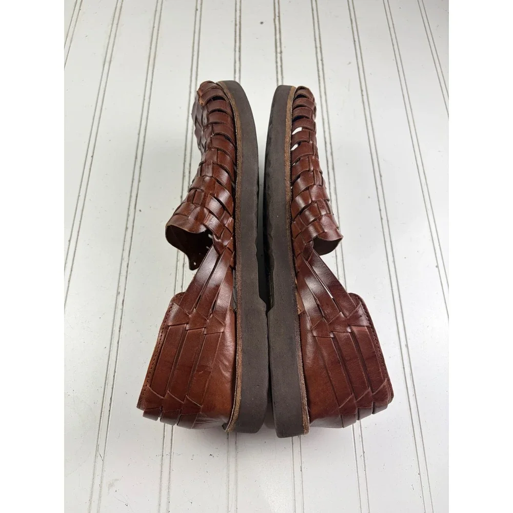 Sunsteps Brown Woven Leather Slip On Huaraches Men's Size 8.5 Women's Size 10